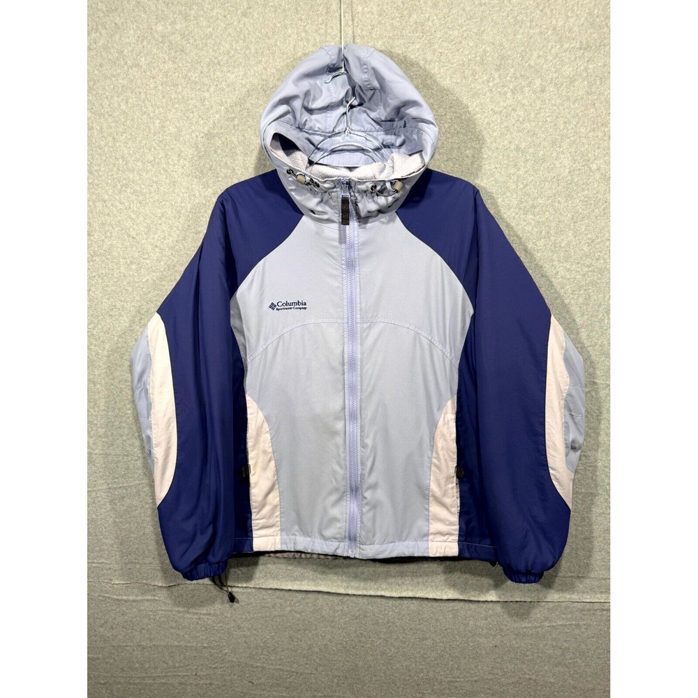 Columbia Jacket Womens Large Front Zipper with Hood and Pockets Blue